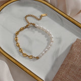 Korea Choker Irregular Freshwater Pearls Heart Shape Necklace