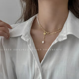 Dainty Pearl Necklace Beaded Chain Pendant Choker Vintage Jewelry