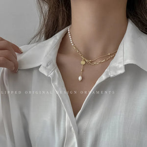 Dainty Pearl Necklace Beaded Chain Pendant Choker Vintage Jewelry