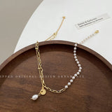 Dainty Pearl Necklace Beaded Chain Pendant Choker Vintage Jewelry
