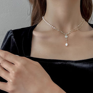 Dainty Pearl Necklace Beaded Chain Pendant Choker Vintage Jewelry