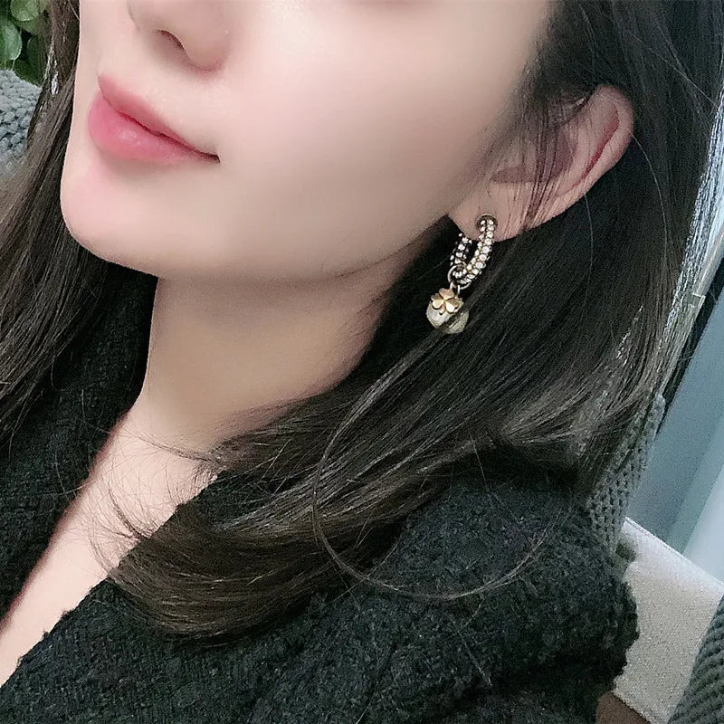 Pearl Pendant Zircon Earrings for Girlfriend