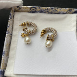 Pearl Pendant Zircon Earrings for Girlfriend