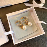Pearl Pendant Zircon Earrings for Girlfriend