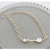 Round Buckle Necklace Bracelet Female Party Accessory Gift Pearl Women