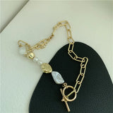 Round Buckle Necklace Bracelet Female Party Accessory Gift Pearl Women
