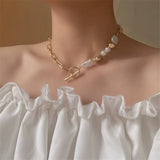 Round Buckle Necklace Bracelet Female Party Accessory Gift Pearl Women
