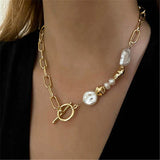 Round Buckle Necklace Bracelet Female Party Accessory Gift Pearl Women