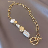 Round Buckle Necklace Bracelet Female Party Accessory Gift Pearl Women