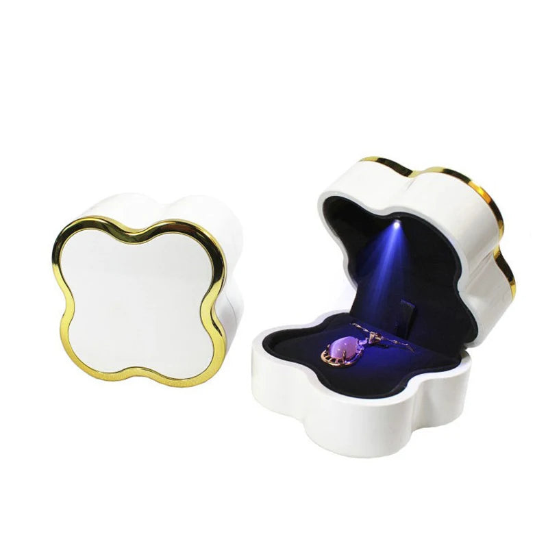 LED Lighted Ring Pendant Wedding Necklace Display Case