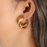 Wide Hoop Earrings PVD Plated Stainless Steel Tarnish Jewelry