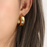 Wide Hoop Earrings PVD Plated Stainless Steel Tarnish Jewelry