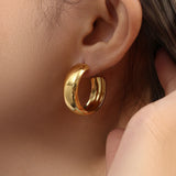 Wide Hoop Earrings PVD Plated Stainless Steel Tarnish Jewelry