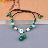 Ethnic Style Green Agate Anklet Retro Personality Ankle Chain
