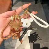 Leather Weave Rope DIY Bear Keychain