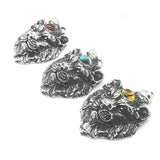Stainless Steel Lion Pendant w/ 3-Color Stone