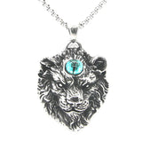 Stainless Steel Lion Pendant w/ 3-Color Stone