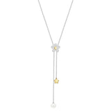 Long Necklace & Bright Crystal Flowers, Romantic Birthday Jewelry