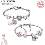 925 Sterling Silver Beaded Bracelet Women DIY Charm Jewelry