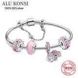 925 Sterling Silver Beaded Bracelet Women DIY Charm Jewelry