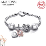 925 Sterling Silver Beaded Bracelet Women DIY Charm Jewelry