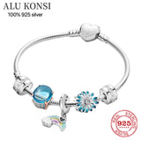 925 Sterling Silver Beaded Bracelet Women DIY Charm Jewelry