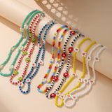 Daisy Flower Beads Pearl Choker Necklace for Women Girls
