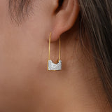 Zircon Padlock Earrings Stainless Plated Safety Pin Earring