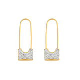 Zircon Padlock Earrings Stainless Plated Safety Pin Earring