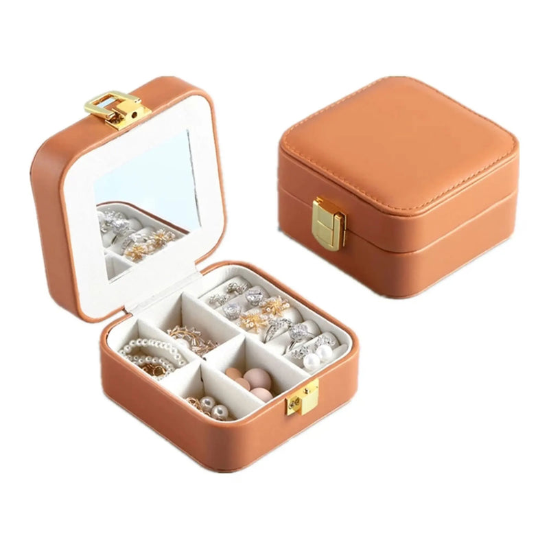 Portable Square Jewelry Box with Mirror