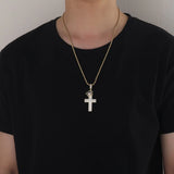 Men Hip Hop Cross Crown Pendant Necklace Iced Out Zircon Bling