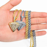 Men Pendant Necklace Iced Out Chain Bling Crystal Jewelry