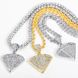 Men Pendant Necklace Iced Out Chain Bling Crystal Jewelry
