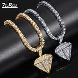Men Pendant Necklace Iced Out Chain Bling Crystal Jewelry