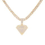 Men Pendant Necklace Iced Out Chain Bling Crystal Jewelry