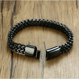 Men's Double Wheat Chain Bracelet Stainless Steel Silvery Punk