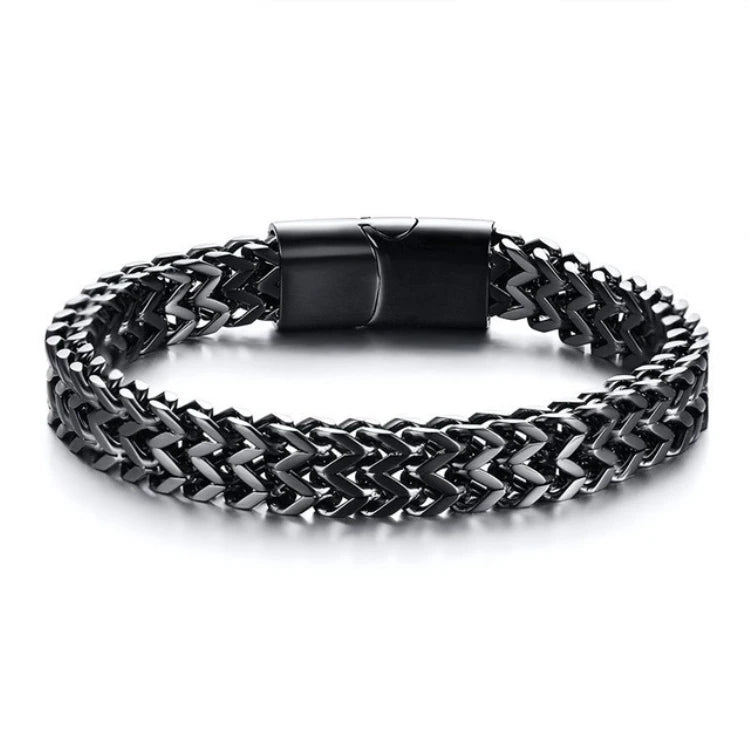 Men's Double Wheat Chain Bracelet Stainless Steel Silvery Punk