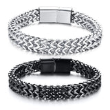 Men's Double Wheat Chain Bracelet Stainless Steel Silvery Punk