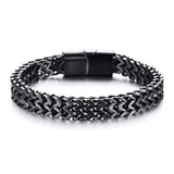 Men's Double Wheat Chain Bracelet Stainless Steel Silvery Punk