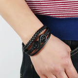 Men's Stainless Steel Buckle Leather Bracelet