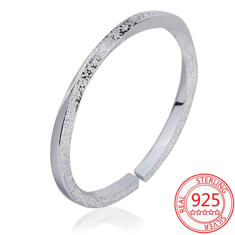 Twisted Frosted Cuff Bracelet Antique Silver 925 Silver Open Bracelet