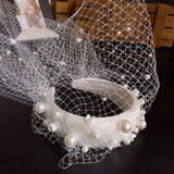 Mesh Pearl Headband Bridal Headdress Makeup Styling Hair Accessories