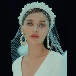 Mesh Pearl Headband Bridal Headdress Makeup Styling Hair Accessories