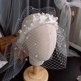 Mesh Pearl Headband Bridal Headdress Makeup Styling Hair Accessories