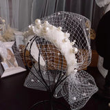 Mesh Pearl Headband Bridal Headdress Makeup Styling Hair Accessories