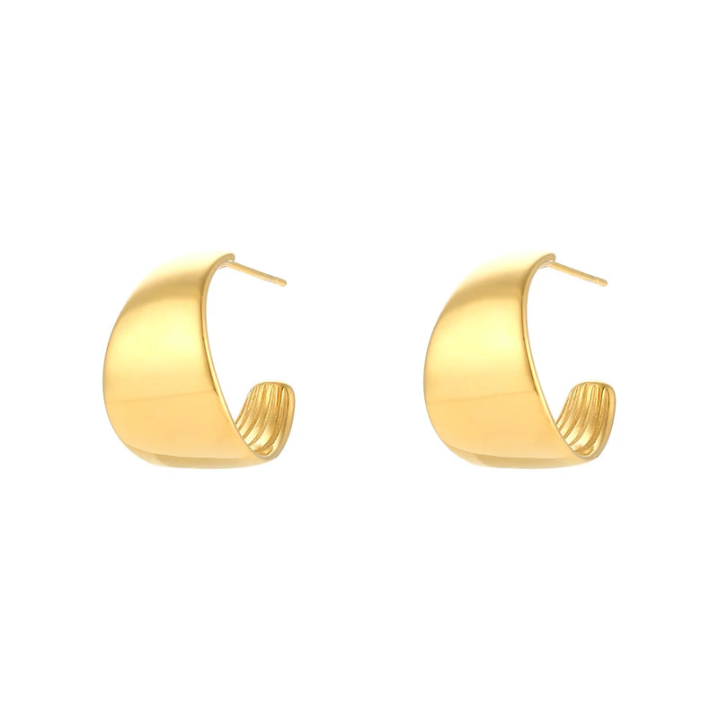 Polished Stainless Steel Hoop Earrings Tarnish-Free Jewelry