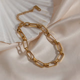 Geometric Link Chain Bracelet Stainless Steel Jewelry