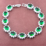 Multicolor Rainbow Zirconia Bangle Link Chain Bracelet