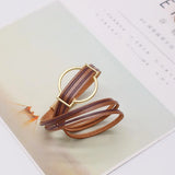 Retro Bronze Leather Bracelet for Women Vintage Wrap Bangle