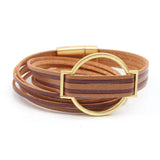Retro Bronze Leather Bracelet for Women Vintage Wrap Bangle